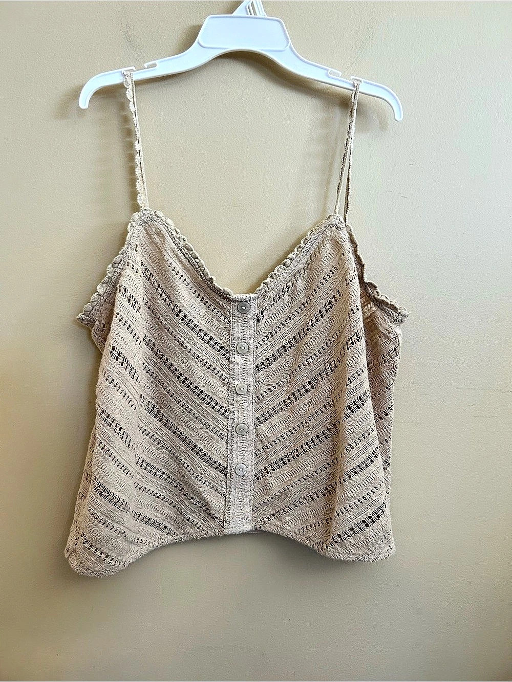 H&M Crochet Button-Front Cami in Beige Size L